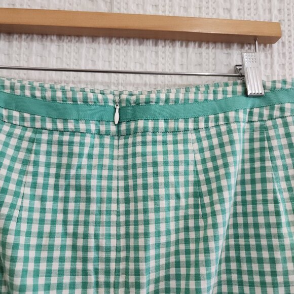 Boden Green White Gingham Lined Pencil Skirt Women's Size 10R - Picture 10 of 14